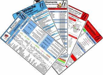 Stations Karten-Set - Laborwerte, Med. Abkürzungen, Medikamente - Haltbarkeit nach Anbruch, Reanimat