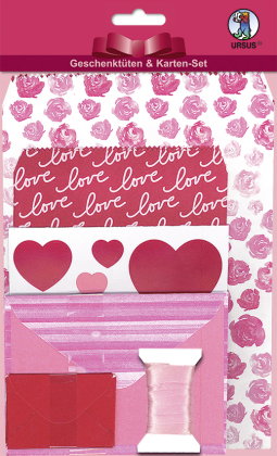 URSUS Geschenktüten- & Karten-Set "Love"
