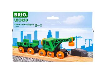 BRIO World - Grüner Kranwagen mit Anhänger und Fracht