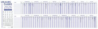 Zettler Urlaubsplaner 16 Mon 2026 - Wandkalender 100 × 30 cm, 16 Monate auf 1 Seite (Dez. Vorjahr -