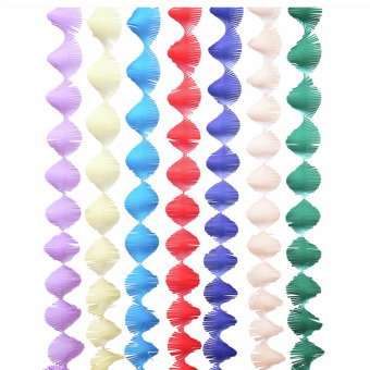Krepp Girlanden, Magic Rainbow, FSC MIX, 7 Stk, 17,5 cm x 3 m, inkl. 2 m Kordel