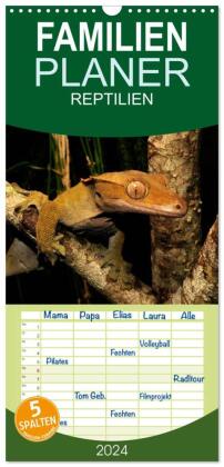 Familienplaner 2024 - REPTILIEN mit 5 Spalten (Wandkalender, 21 x 45 cm) CALVENDO