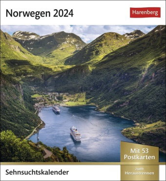 Norwegen Sehnsuchtskalender 2024. Urlaubsträume in einem Tischkalender im Postkartenformat. Jede Woc