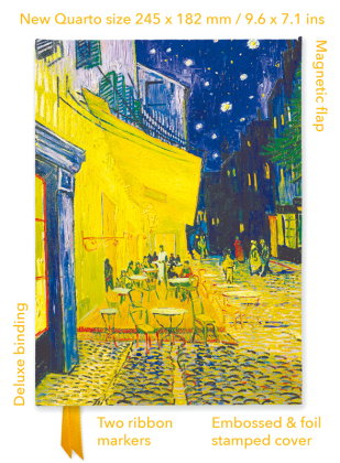 Premium Notizbuch Quartformat: Vincent van Gogh, Caféterrasse am Abend