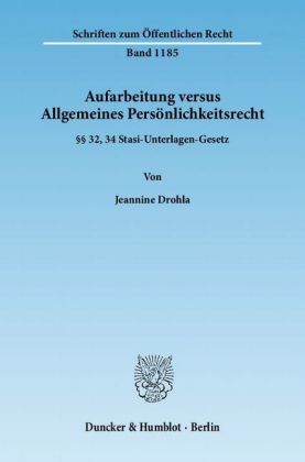 Aufarbeitung versus Allgemeines Persönlichkeitsrecht.