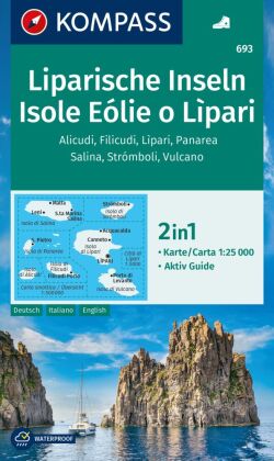 KOMPASS Wanderkarte 693 Liparische Inseln, Isole Eólie o Lìpari, Alicudi, Filicudi, Lìpari, Panarea,