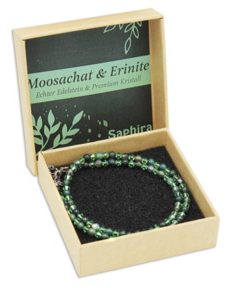Moosachat Saphira Edelsteinkette