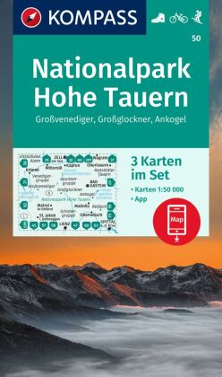 KOMPASS Wanderkarten-Set 50 Nationalpark Hohe Tauern, Großvenediger, Großglockner, Ankogel (3 Karten