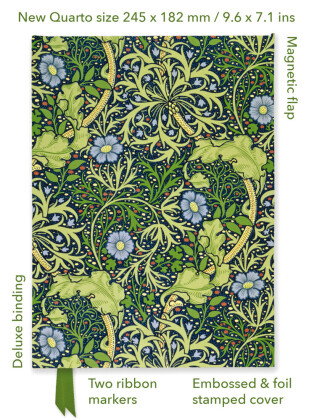 Premium Notizbuch Quartformat: William Morris, Meeresalgen Tapetendesign