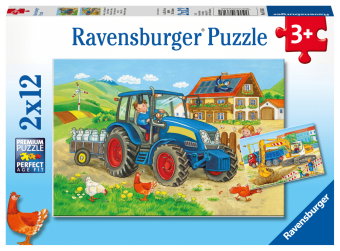 Kinderpuzzle 2x12 Teile - Baustelle und Bauernhof