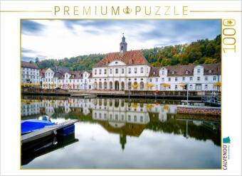 CALVENDO Puzzle Das Hafenbecken und Rathaus (Langzeitbelichtung) | 1000 Teile Lege-Größe 64x48cm Fot