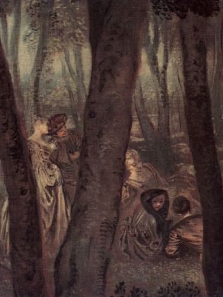 Antoine Watteau - Vergnügen im Freien (Amusements champêtres), Detail - 1.000 Teile (Puzzle)