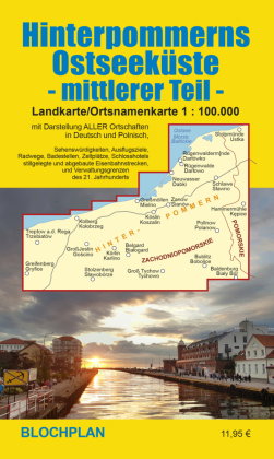 Landkarte Hinterpommerns Ostseeküste - mittlerer Teil