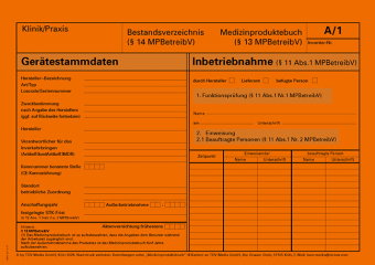 Medizinproduktebuch/ Bestandsverzeichnis