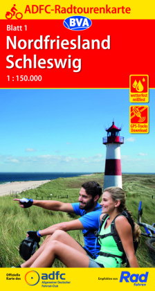 ADFC-Radtourenkarte 1 Nordfriesland /Schleswig 1:150.000, reiß- und wetterfest, E-Bike geeignet, GPS