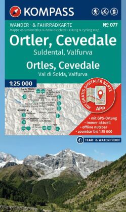 KOMPASS Wanderkarte 077 Ortler, Cevedale, Suldental, Valfurva / Ortles, Cevedale, Val di Solda, Valf