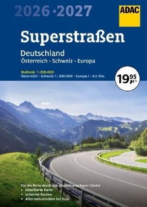 ADAC Superstraßen Autoatlas 2026/2027 Deutschland 1:200.000, Österreich, Schweiz 1:300.000 mit Europ