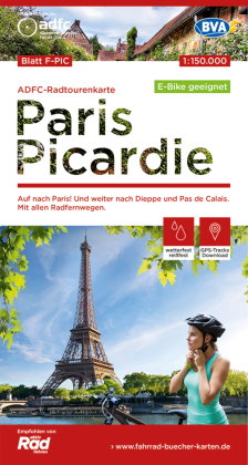 ADFC-Radtourenkarte F-PIC Paris Picardie,1:150.000, reiß- und wetterfest, GPS-Tracks Download - E-Bi