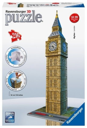 Ravensburger 3D Puzzle 12554 - Big Ben - 216 Teile - Der weltbekannte Uhrenturm aus London zum selbe