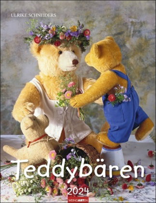 Teddybären-Kalender 2024. Foto-Wandplaner mit niedlichen Teddys. Jeden Monat ein liebevoll arrangier