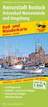 PublicPress Rad- und Wanderkarte Hansestadt Rostock, Ostseebad Warnemünde und Umgebung