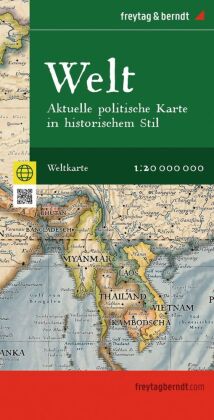 freytag & berndt Straßenkarte Weltkarte: Aktuelle politische Karte in historischem Stil 1:20 Mio.