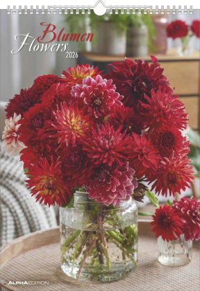 Alpha Edition - Blumen Kalender 2026 - Wandkalender A3 (29,7×42 cm) mit Blumenmotiven & Feiertagen,