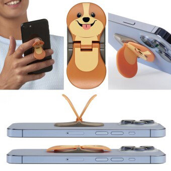 zipgrips Puppy (Hund) - 2 in 1 Handy-Griff & Aufsteller - Sicherer Griff - Halter für Smartphones -
