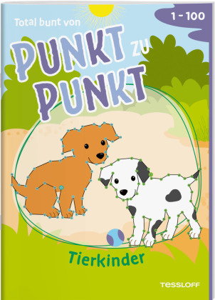 Total bunt von Punkt zu Punkt. Tierkinder. Von 1 bis 100