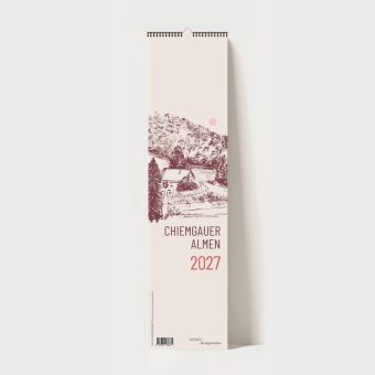 Küchenkalender 2027 - Chiemgauer Almen | Handgezeichneter Wandkalender mit 12 Almen | Illustrativer