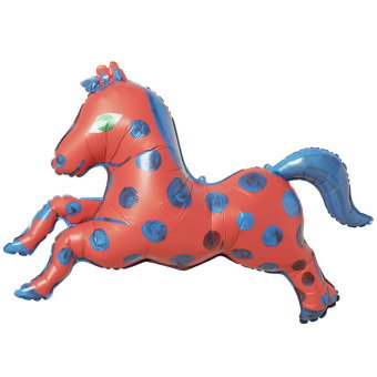 Folienballon Pferdchen, Rot/Blau, 1 Stk, 88 x 70 cm