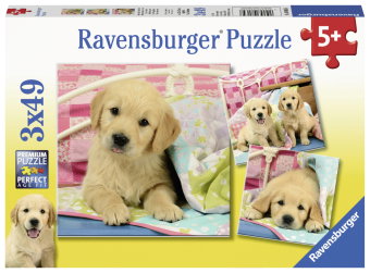 Ravensburger Kinderpuzzle - 08065 Kuschelige Hündchen - Puzzle für Kinder ab 5 Jahren, mit 3x49 Teil