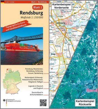 Topographische Karte und Satellitenbildkarte Rendsburg