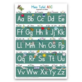 Mein Tafel-ABC Druckschrift mit Artikeln Lernposter, glänzend, 300g, 32 x 46 cm