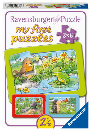 Kinderpuzzle 3x6 Teile - Kleine Gartentiere