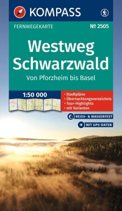 KOMPASS Wander-Tourenkarte Westweg Schwarzwald 1:50.000