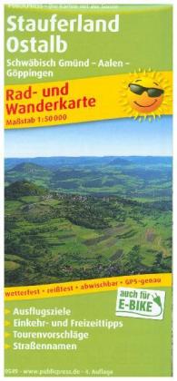 PublicPress Rad- und Wanderkarte Stauferland, Ostalb, Schwäbisch Gmünd - Aalen - Göppingen