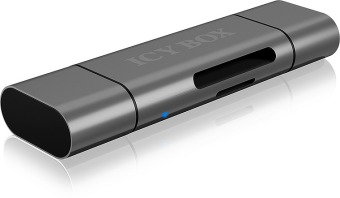 RAIDSONIC ICY BOX SD/MicroSD, USB 2.0 Card Reader mit USB-C & -A und OTG, anthrazit
