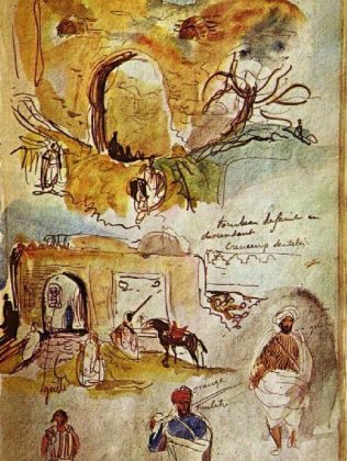 Eugène Ferdinand Victor Delacroix - Stadtmauer von Meknes (aus dem marokkanischem Skizzenbuch) - 500