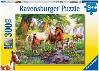 Kinderpuzzle 300 XXL Teile - Wildpferde am Fluss