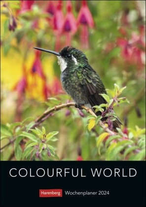 Colourful World Wochenplaner 2024. Terminkalender 2024 zum Aufhängen mit Naturfotos in leuchtenden F
