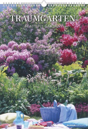 Alpha Edition - Traumgärten 2026 - Bildkalender A3 (29,7×42 cm) mit 12 Gartenmotiven, viersprachigem