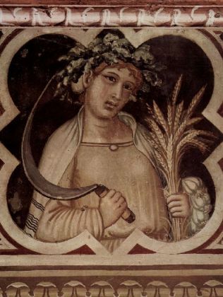 Ambrogio Lorenzetti - 7Allegorie des Sommers, Medaillon, der guten Regierung zugeordnet - 1.000 Teil