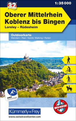 Kümmerly+Frey Outdoorkarte Deutschland 32 Oberer Mittelrhein, Koblenz bis Bingen 1:35.000