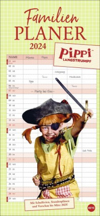 Pippi Langstrumpf Familienplaner 2024. Terminkalender 2024 mit Fotos aus den Kult-Filmen. Familienka