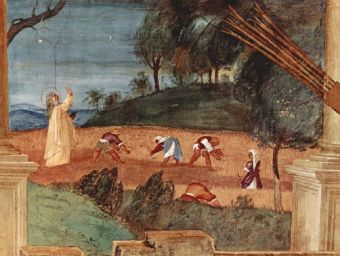Lorenzo Lotto - Freskenzyklus im Oratori Suardi in Trescore, Szene: Segnung durch die Hl. Klara - 50