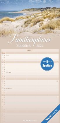 Familienplaner Seeblick 2024 - Familien-Timer 22x45 cm - mit Ferienterminen - 5 Spalten - Wand-Plane