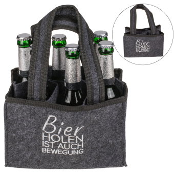 Bier- und Flaschentasche aus Filz mit 6 Fächern, Bier holen ist auch Bewegung