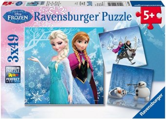 Kinderpuzzle 3x49 Teile - Disney Die Eiskönigin - Abenteuer im Winterland