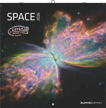 Alpha Edition - Space 2026 - Broschürenkalender 30×30 cm (30×60 geöffnet) mit Notizbereich, faszinie